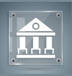 White Courthouse Building Icon Isolated On Grey