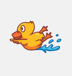 Cute Yellow Duck Skating In A Water