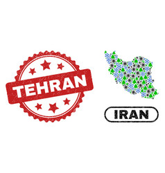 Tehran Textured Seal And Iran Map Composition