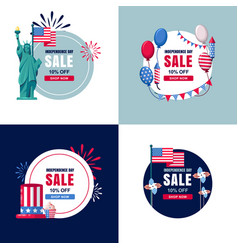 4 July Usa Independence Day Sale Banners Set