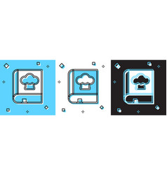 Set Cookbook Icon Isolated On Blue And White