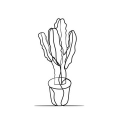 Cactus Continuous One Line Art Drawing