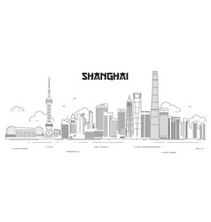 Shanghai Skyline Line Art