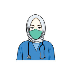 Beautiful Hijab Nurse Wearing Surgical Mask