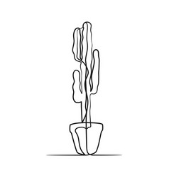 Cactus Continuous One Line Art Drawing