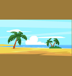 Coast Landscape With Water Palm Trees And Sand