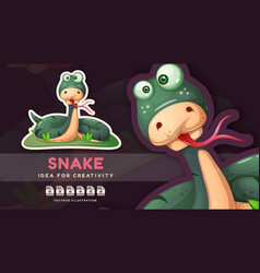 Cute Cartoon Character Pretty Snake - Sticker