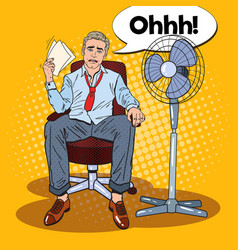 Pop Art Sweating Businessman In Front Of Fan