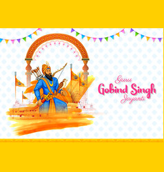 Happy guru gobind singh jayanti festival for sikh Vector Image