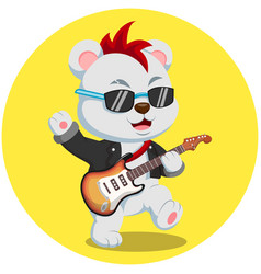 Cute Cartoon Rock Star Cat Playing The Guitar