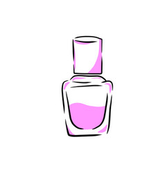 Nail Polish Bottle With Pink Brush Sketch