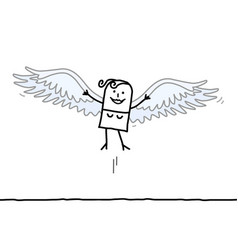 Cartoon Free Woman Flying With Wings