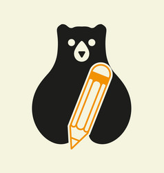 Bear Pencil Logo Negative Space Template