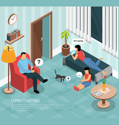 Family Home Chatting Isometric Poster