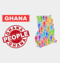 Ghana Map Population People And Rubber Stamp Seal