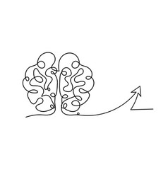 Man Silhouette Brain With Arrow As Line Drawing