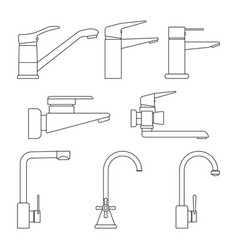 Set Of Icons Water Taps Faucets For Bathroom