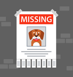 Paper Ad On Wall About Missing Dog