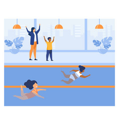 Two Little Girls Participating In Swimming Contest