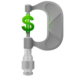 Vertical Micrometer Measures Dollar Symbol