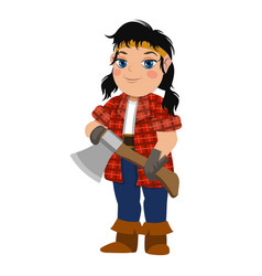 Lumberjack Woman Icon Cartoon Style