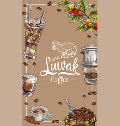 Luwak Coffee Label And Badge Vintage