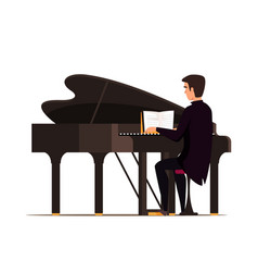 Man Playing Grand Piano Flat