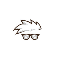 Mohawk Geek Nerd Glasses Face Logo Icon