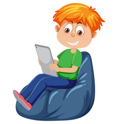 A Boy Using Tablet For Online Learning