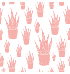 Aloe Vera In A Pot Seamless Pattern