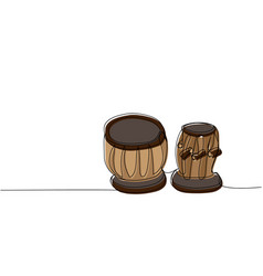 Tabla Drum One Line Color Art Continuous