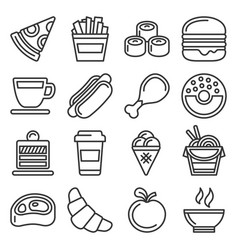 Fast food black icon set on white background Vector Image