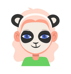 Portrait Of Kid With Face Chinese Panda Mask