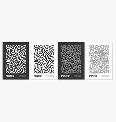 Set Of Abstract Black And White Geometric Pattern