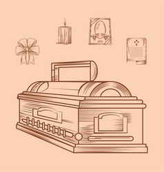 Funeral Sketch Icons Collection