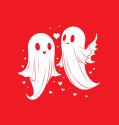 Cute Ghost Couple Hearts Baby Ghost Boy And Girl