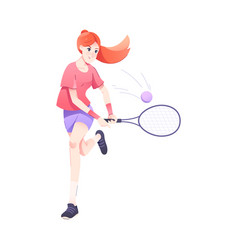 Redhead Woman Character Playing Tennis Engaged