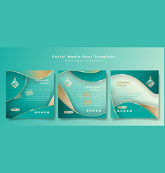 Set Of Social Media Post Template With Light Sea