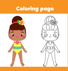 Coloring Page With African American Girl