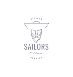 Face Bearded Old Man Sailor Logo Design