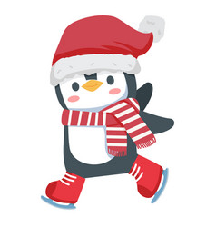 Penguin With Scarf Ice Skating