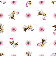 Honey Bee And Manuka Flower Seamless