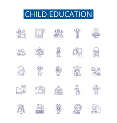 Child Education Line Icons Signs Set Design