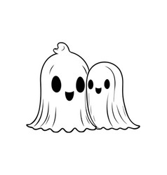 Cute Ghost Couple Hearts Baby Ghost Boy And Girl