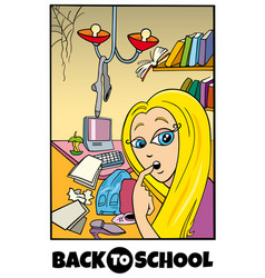 Girl And Mess Back To School Cartoon