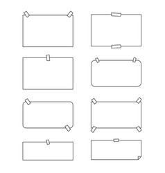 Set Of Sticky Note And Paper Sheets In Outline