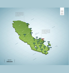 Stylized Map Sweden Isometric 3d Green Map