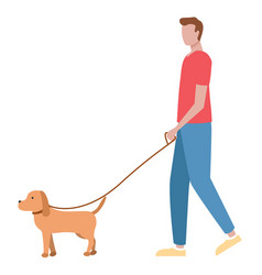 Guy Walking With Dog Passer-by Male Character