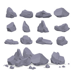 Collection Gray Cartoon Rock Stone Flat