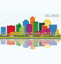 Billings Montana City Skyline With Color